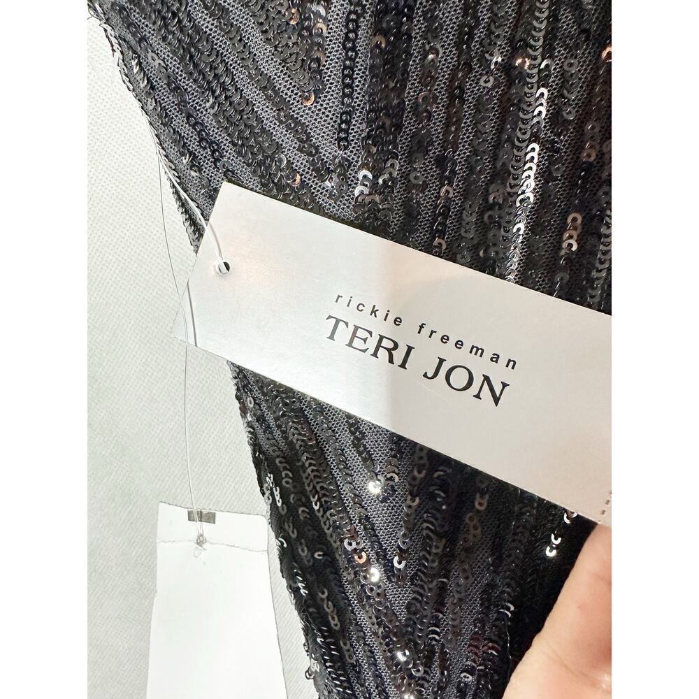 Teri Jon by Rickie Freeman Strapless Geometric Sequined Gown Black US 12 Formal - Picture 7 of 15